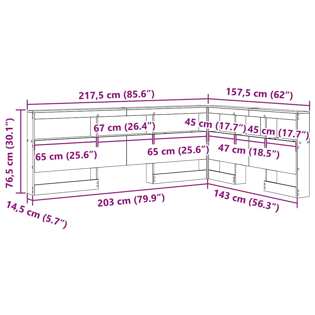 Κεφαλάρι Αποθήκης με ράφι Παλιό Ξύλο 140 cm Επεξεργασμένο ξύλο