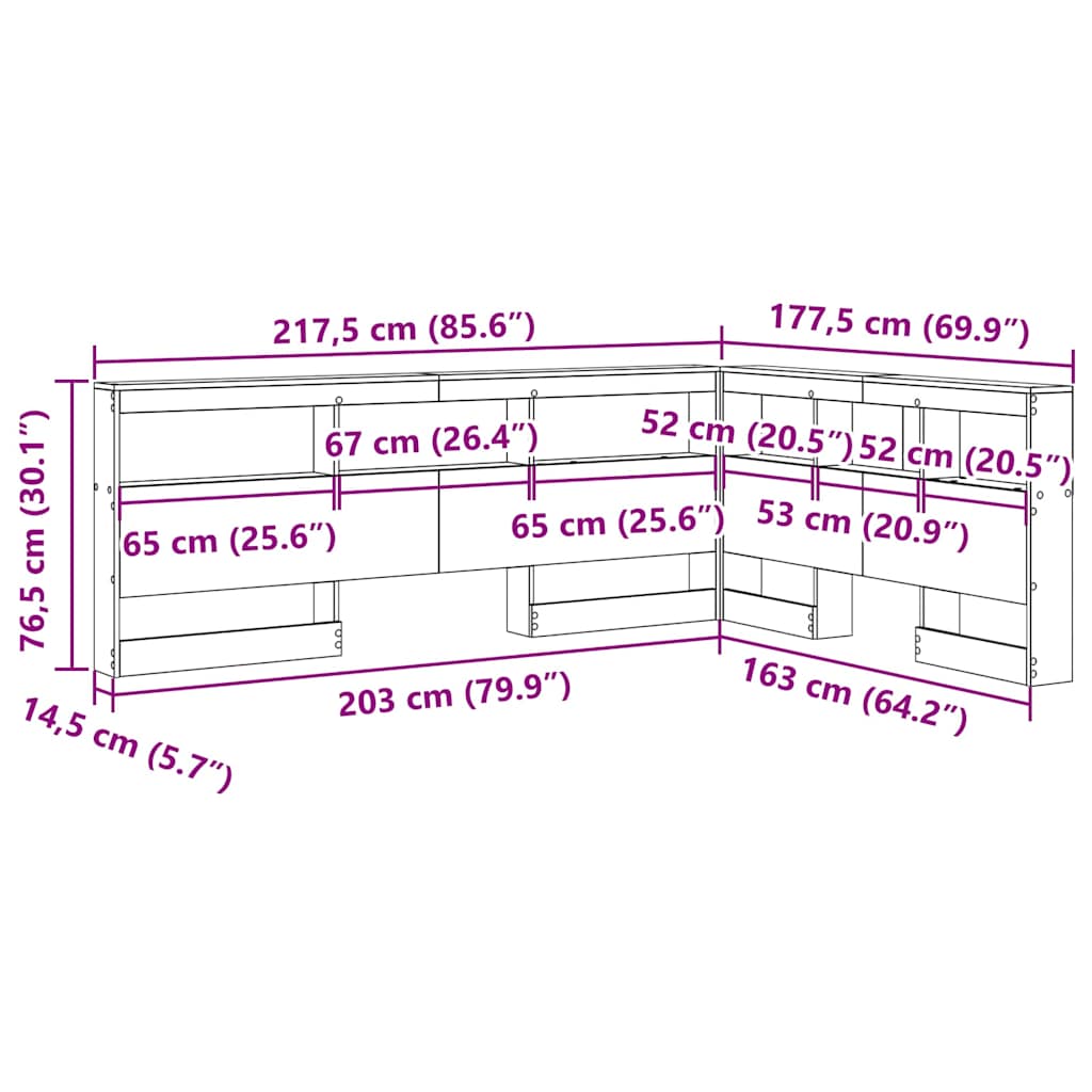 Κεφαλάρι Αποθήκης με ράφι Μαύρη Οξυά 160 cm Επεξεργασμένο ξύλο