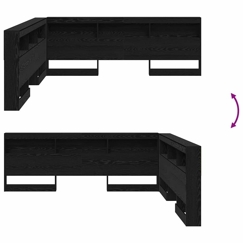 Κεφαλάρι Αποθήκης με ράφι Μαύρη Οξυά 180 cm Επεξεργασμένο ξύλο