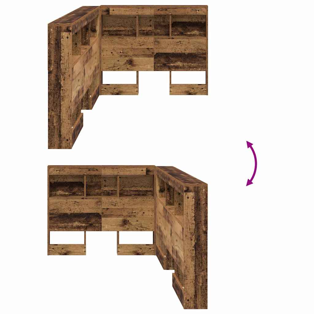 Κεφαλάρι Αποθήκης με ράφι Παλιό Ξύλο 90 cm Επεξεργασμένο ξύλο