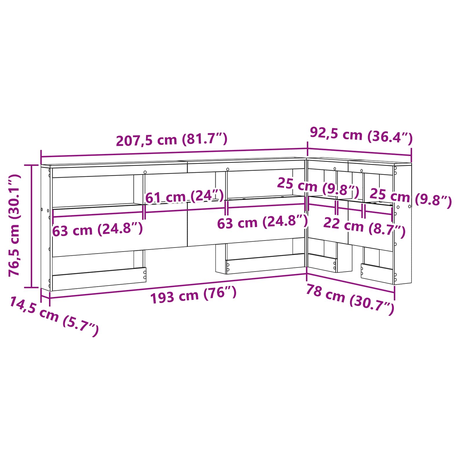 Κεφαλάρι Αποθήκης Σκυρόδεμα Γκρι 75 cm Επεξεργασμένο ξύλο - Pakobazaar