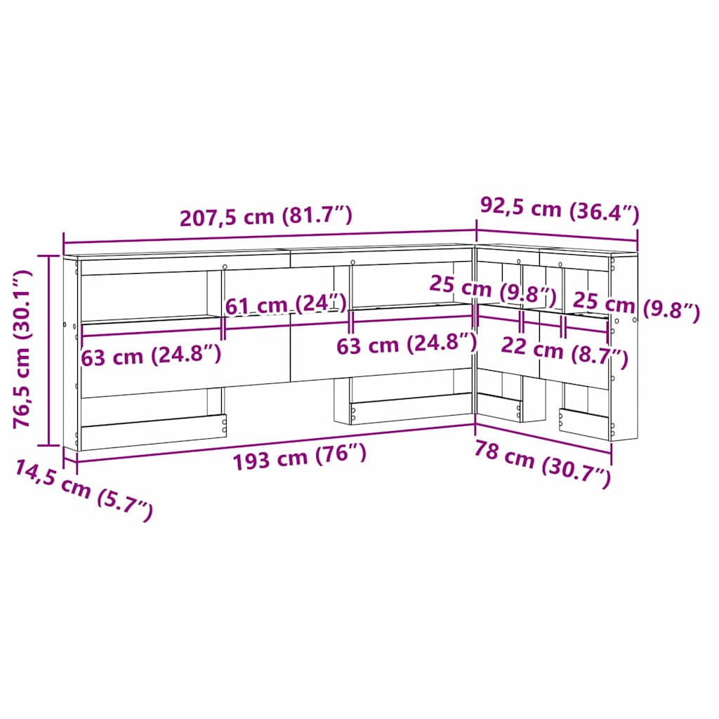 Κεφαλάρι Αποθήκης με ράφι Παλιό Ξύλο 75 cm Επεξεργασμένο ξύλο