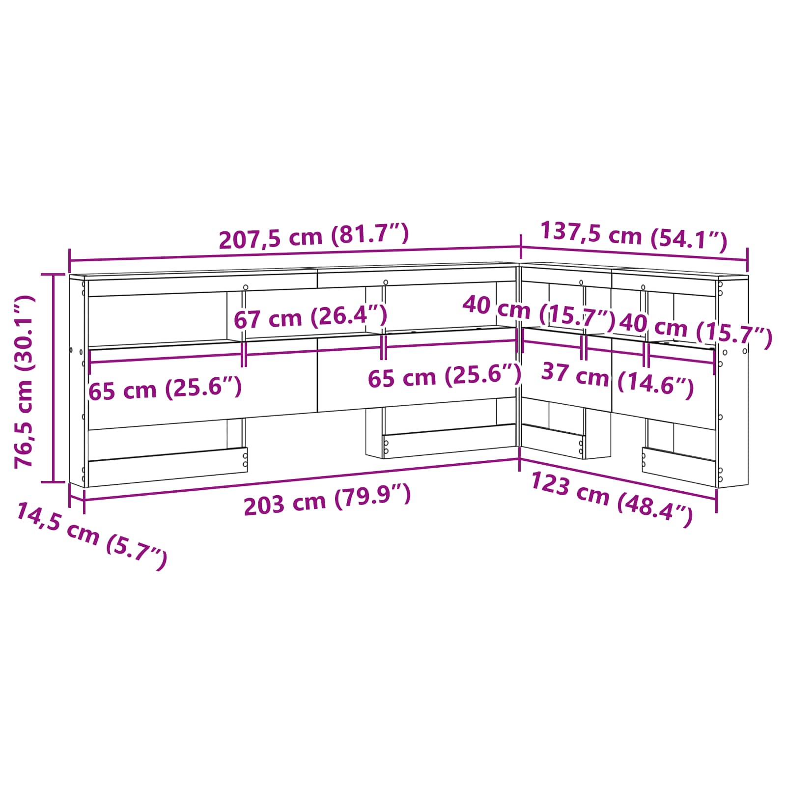 Κεφαλάρι Αποθήκης με ράφι Καπνιστό Δρύς 207,5 x 137,5 x 76,5 εκ