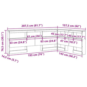 Κεφαλάρι Αποθήκης με ράφι Μαύρη Οξυά 140 cm Επεξεργασμένο ξύλο - Pakobazaar