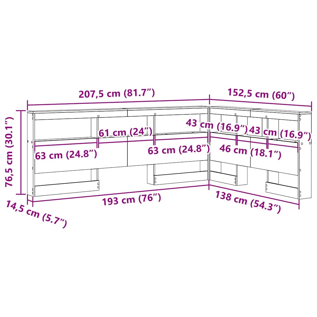 Κεφαλάρι Αποθήκης Καπνιστό Δρύς 135 cm Επεξεργασμένο ξύλο