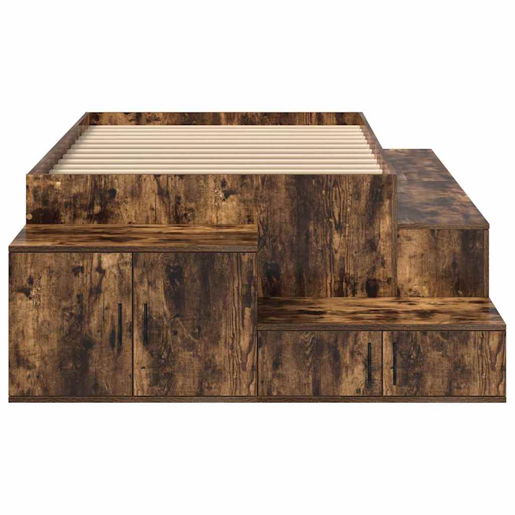 Κρεβάτι με αποθηκευτικό χώρο με αποθήκευση Καπνιστό Δρύς 75 cm