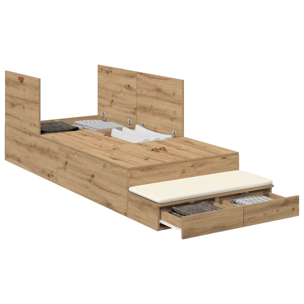 Κρεβάτι με αποθηκευτικό χώρο με συρτάρι Artisan Oak 80 cm - Pakobazaar