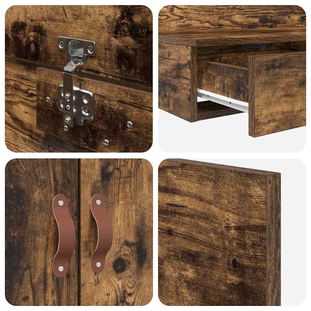 Κρεβάτι με αποθηκευτικό χώρο με συρτάρι Καπνιστό Δρύς 90 cm - Pakobazaar