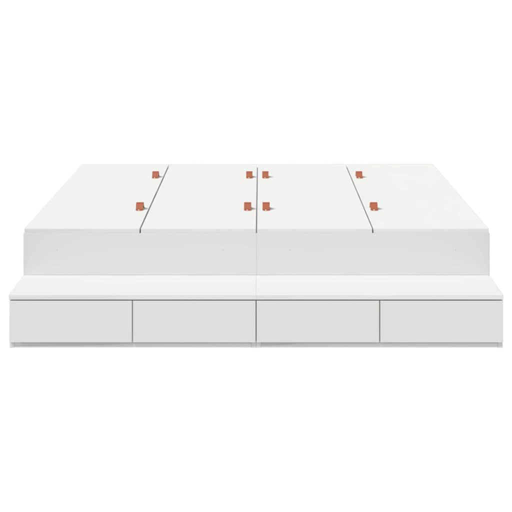 Κρεβάτι με αποθηκευτικό χώρο Λευκό 140 cm Επεξεργασμένο ξύλο