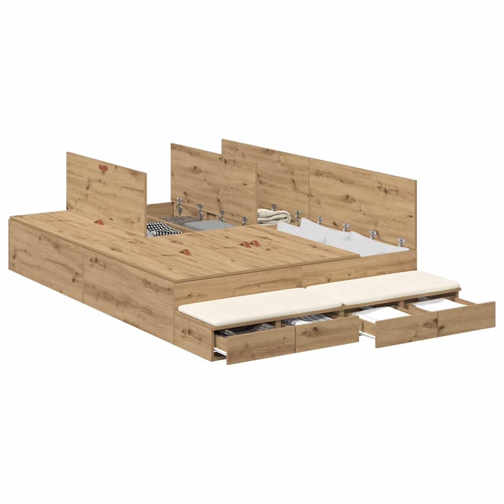 Κρεβάτι με αποθηκευτικό χώρο με συρτάρι Artisan Oak 160 cm