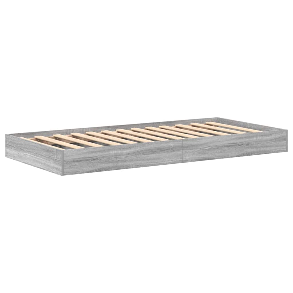 Κρεβάτι Βιβλιοθήκης Γκρι sonoma 100 x 200 cm Επεξεργασμένο ξύλο - Pakobazaar