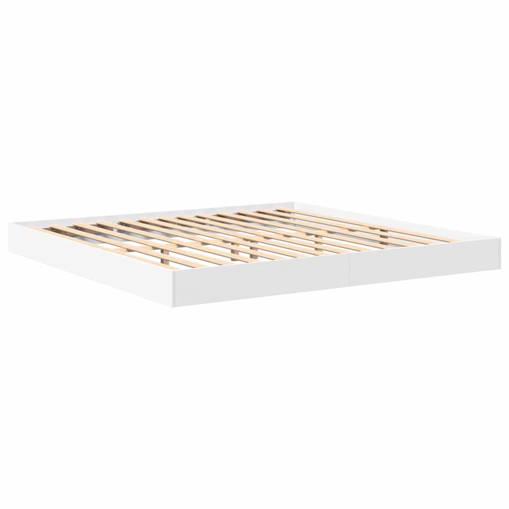 Κρεβάτι Βιβλιοθήκης Λευκό 200 x 200 cm Επεξεργασμένο ξύλο - Pakobazaar