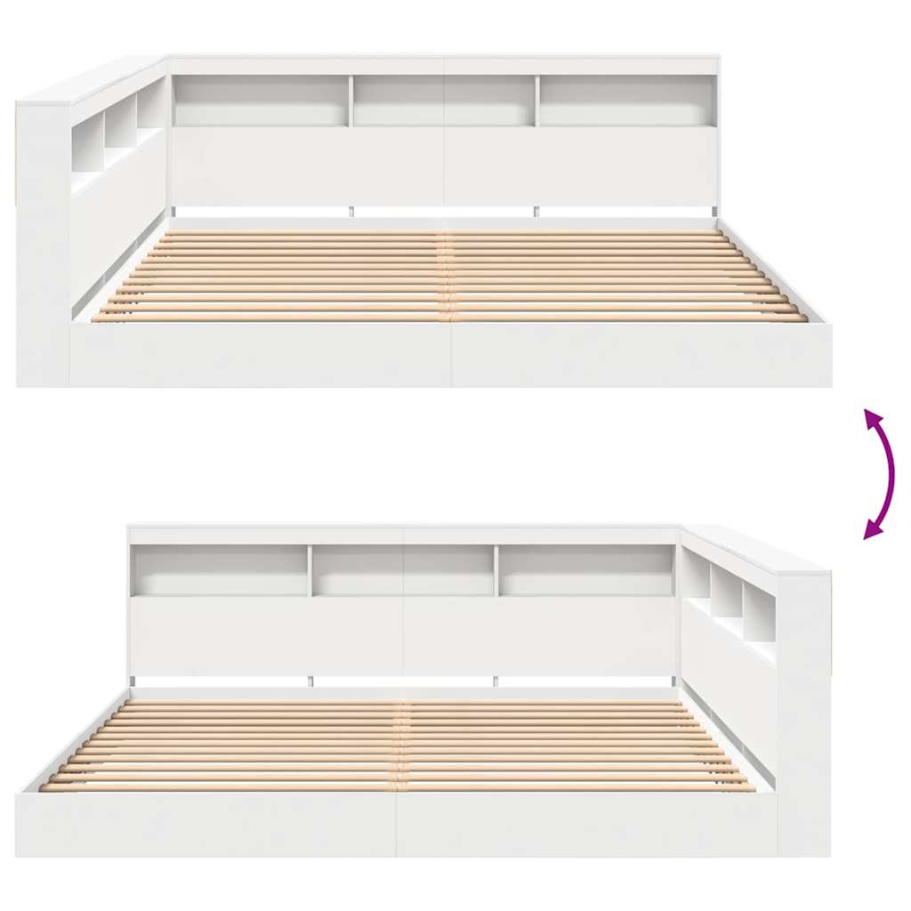 Κρεβάτι Βιβλιοθήκης Λευκό 200 x 200 cm Επεξεργασμένο ξύλο - Pakobazaar