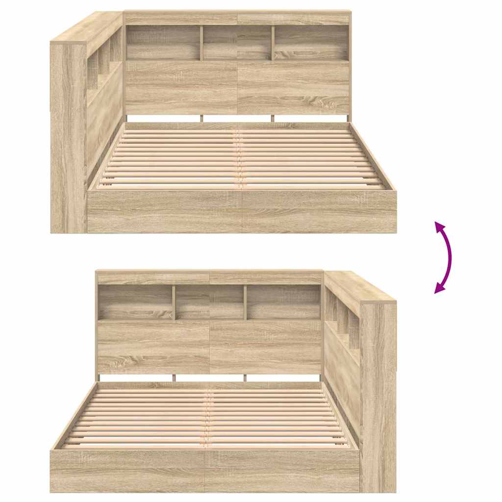 Κρεβάτι Βιβλιοθήκης Sonoma Δρυς 120 x 200 cm Επεξεργασμένο Ξύλο - Pakobazaar