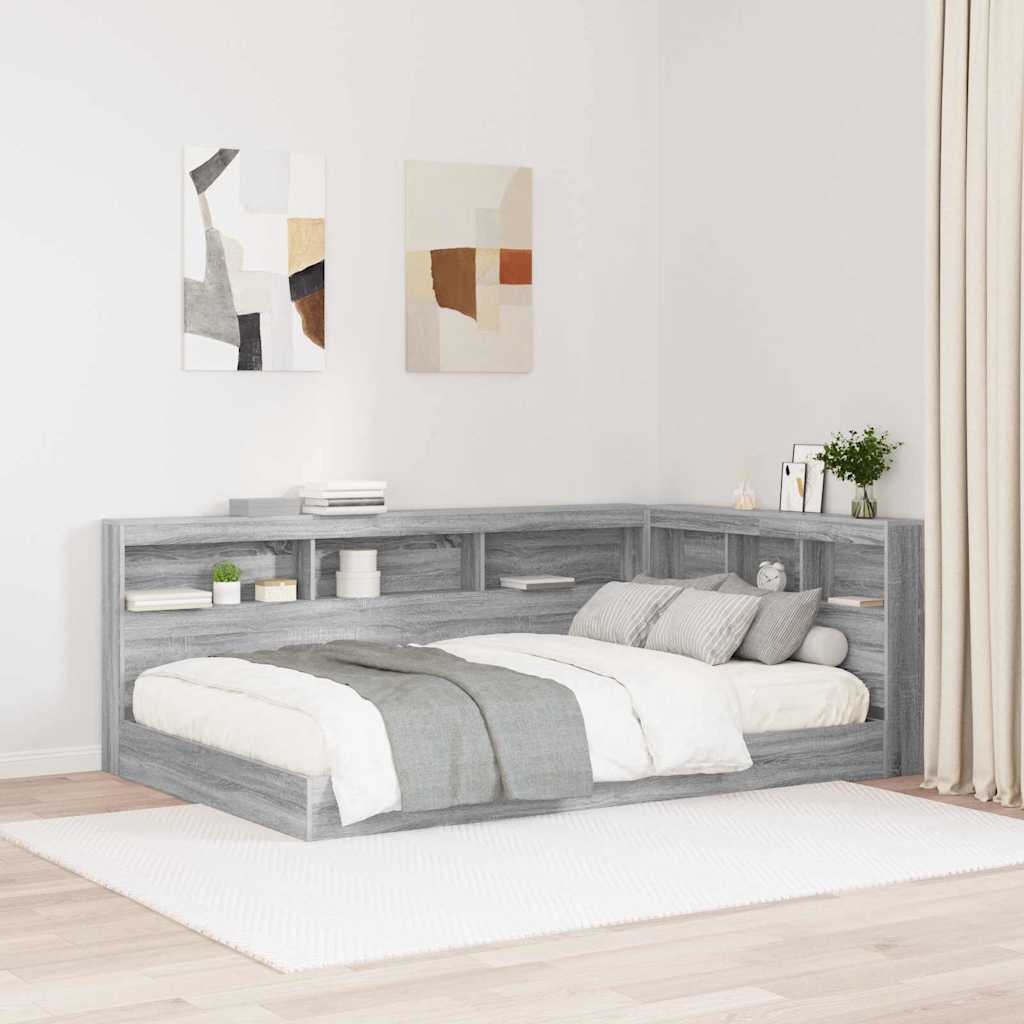 Κρεβάτι Βιβλιοθήκης Γκρι sonoma 120 x 200 cm Επεξεργασμένο Ξύλο - Pakobazaar