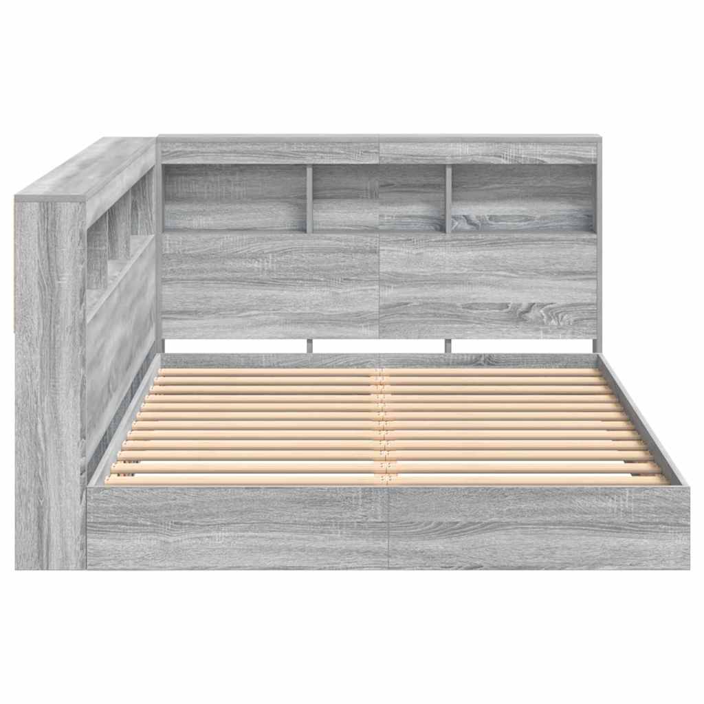 Κρεβάτι Βιβλιοθήκης Γκρι sonoma 120 x 200 cm Επεξεργασμένο Ξύλο - Pakobazaar