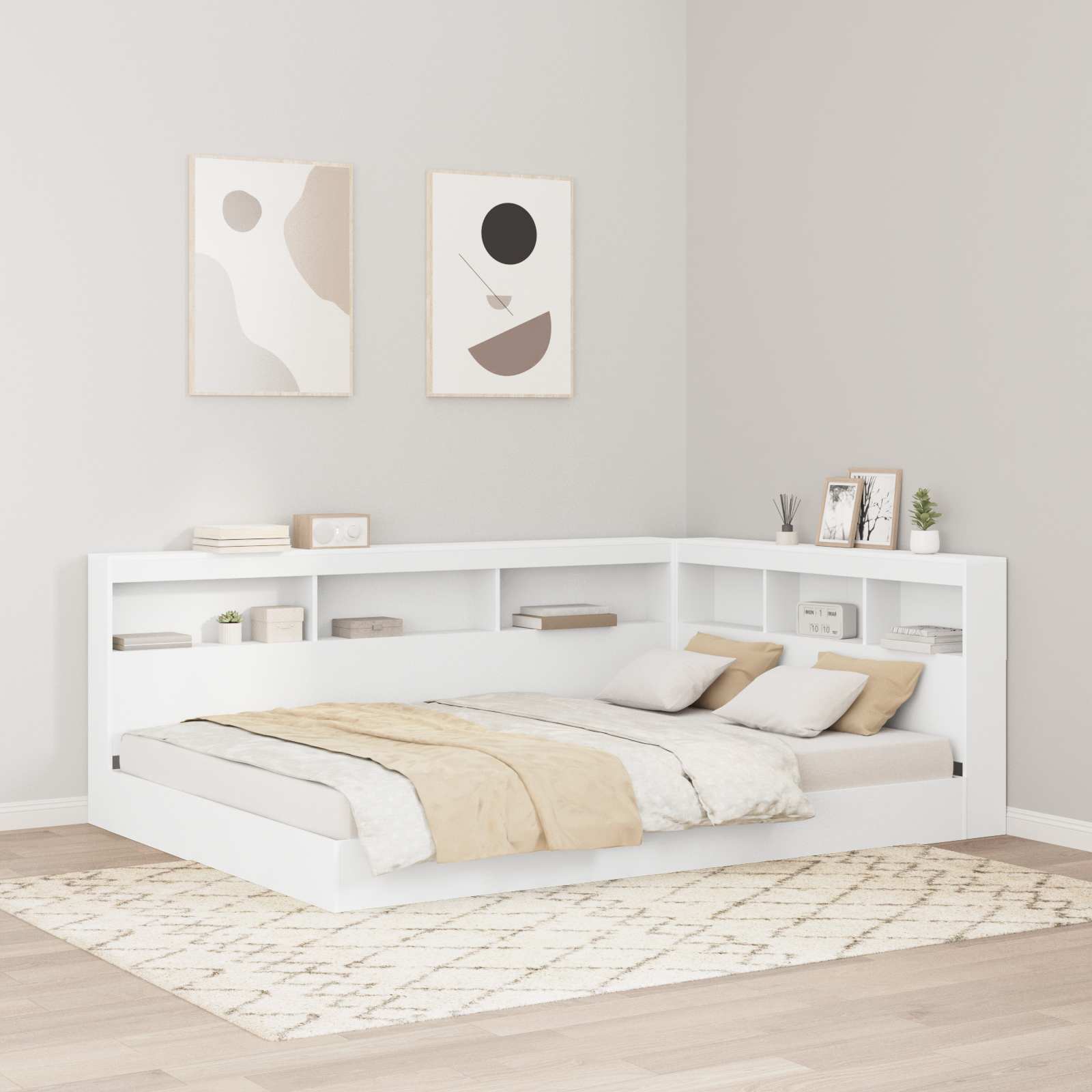 Κρεβάτι Βιβλιοθήκης Λευκό 140 x 200 cm Επεξεργασμένο ξύλο
