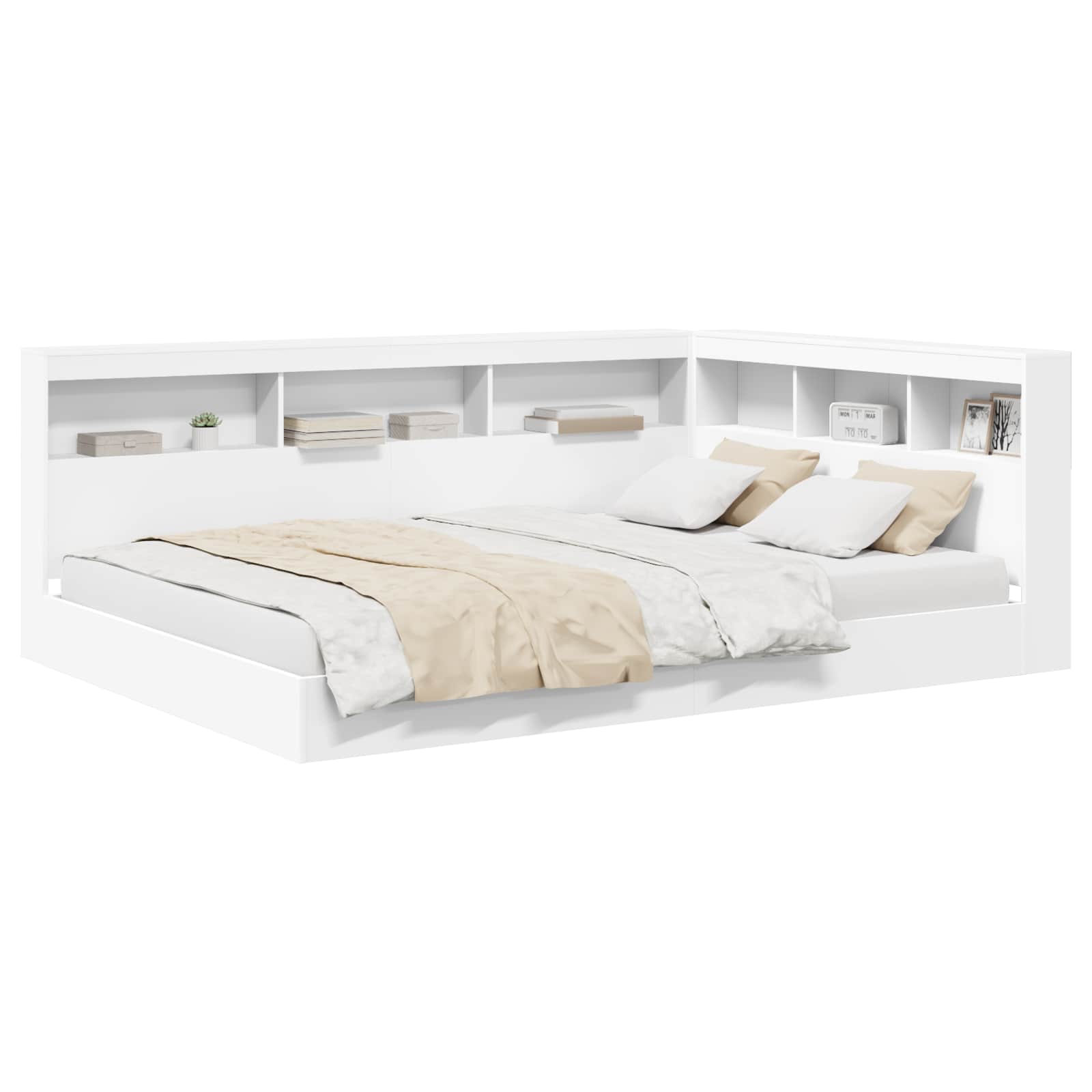 Κρεβάτι Βιβλιοθήκης Λευκό 150 x 200 cm Επεξεργασμένο ξύλο - Pakobazaar