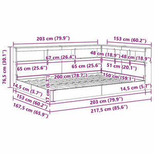 Κρεβάτι Βιβλιοθήκης Λευκό 150 x 200 cm Επεξεργασμένο ξύλο - Pakobazaar