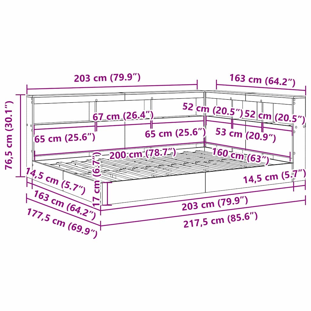 Κρεβάτι Βιβλιοθήκης Λευκό 160 x 200 cm Επεξεργασμένο ξύλο - Pakobazaar