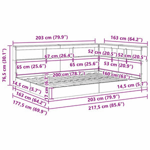 Κρεβάτι Βιβλιοθήκης Sonoma Δρυς 160 x 200 cm Επεξεργασμένο ξύλο - Pakobazaar