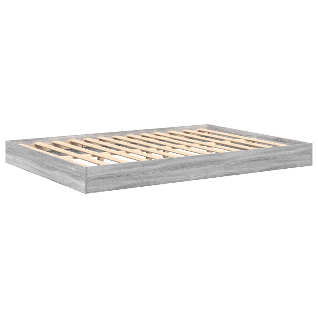 Κρεβάτι Βιβλιοθήκης Γκρι sonoma 160 x 200 cm Επεξεργασμένο ξύλο - Pakobazaar
