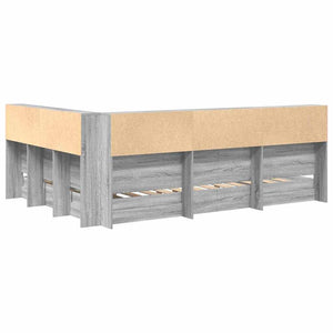 Κρεβάτι Βιβλιοθήκης Γκρι sonoma 160 x 200 cm Επεξεργασμένο ξύλο - Pakobazaar