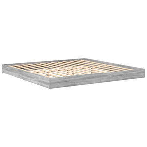 Κρεβάτι Βιβλιοθήκης Γκρι sonoma 180 x 200 cm Επεξεργασμένο ξύλο - Pakobazaar