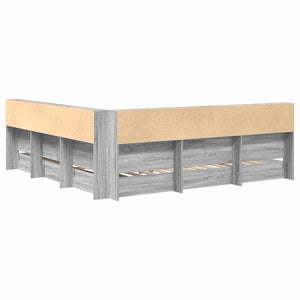 Κρεβάτι Βιβλιοθήκης Γκρι sonoma 180 x 200 cm Επεξεργασμένο ξύλο - Pakobazaar