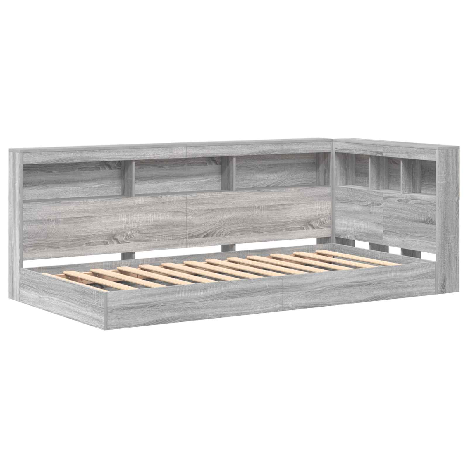 Κρεβάτι Βιβλιοθήκης Γκρι sonoma 90 x 190 cm Επεξεργασμένο Ξύλο - Pakobazaar