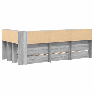 Κρεβάτι Βιβλιοθήκης Γκρι sonoma 90 x 190 cm Επεξεργασμένο Ξύλο - Pakobazaar