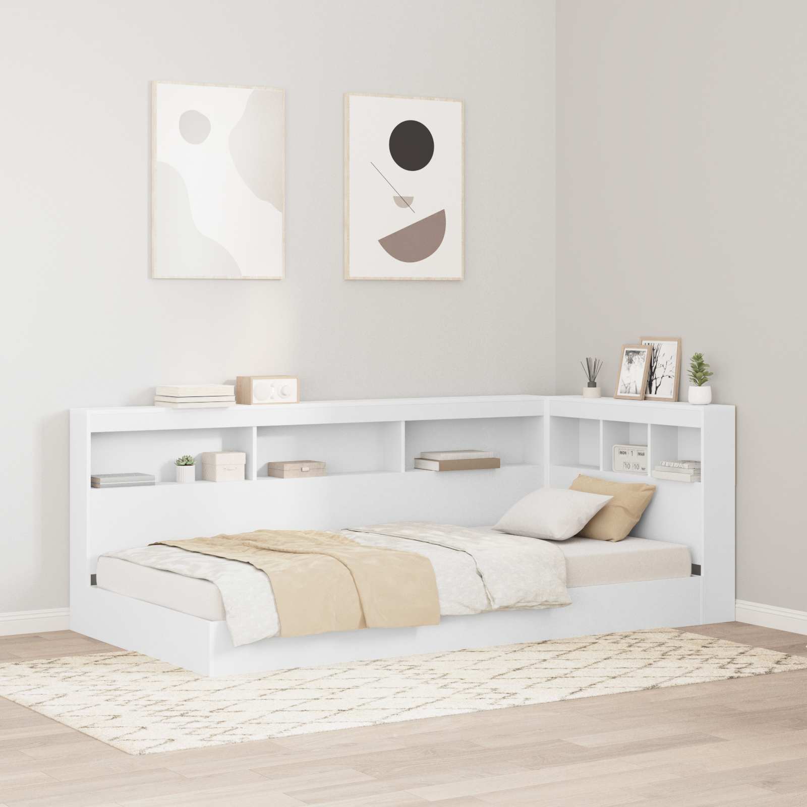 Κρεβάτι Βιβλιοθήκης Λευκό 75 x 190 cm Επεξεργασμένο ξύλο - Pakobazaar