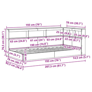 Κρεβάτι Βιβλιοθήκης Λευκό 75 x 190 cm Επεξεργασμένο Ξύλο - Pakobazaar