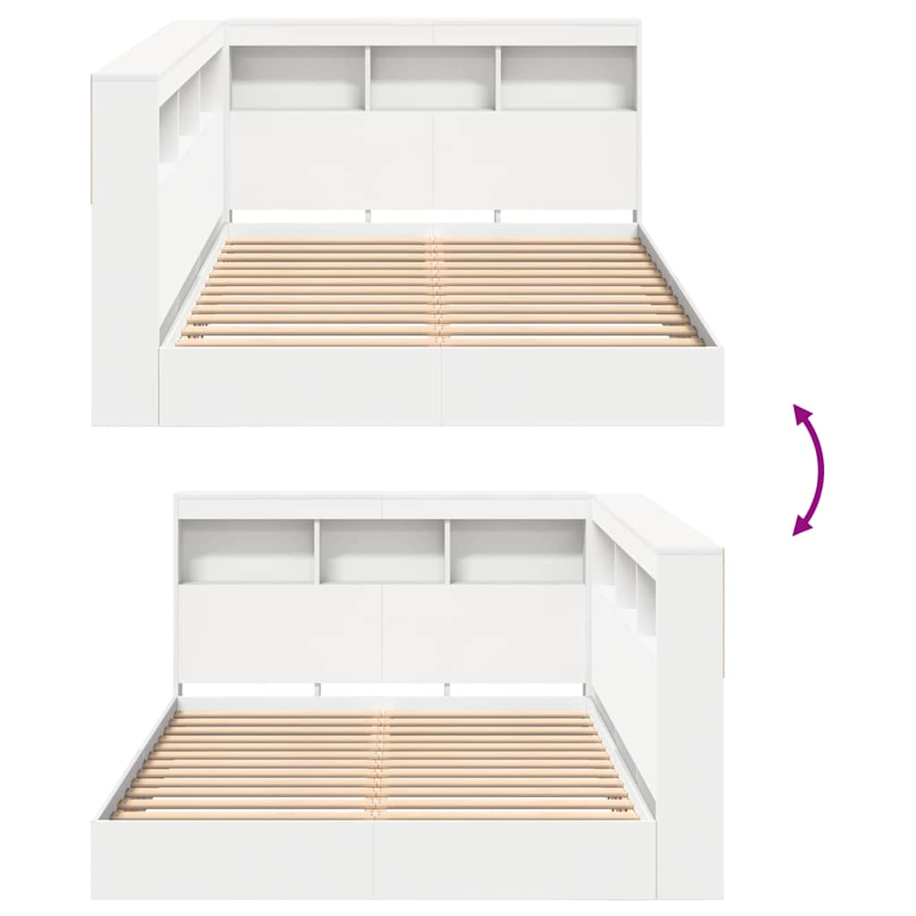 Κρεβάτι Βιβλιοθήκης Λευκό 120 x 190 cm Επεξεργασμένο Ξύλο - Pakobazaar