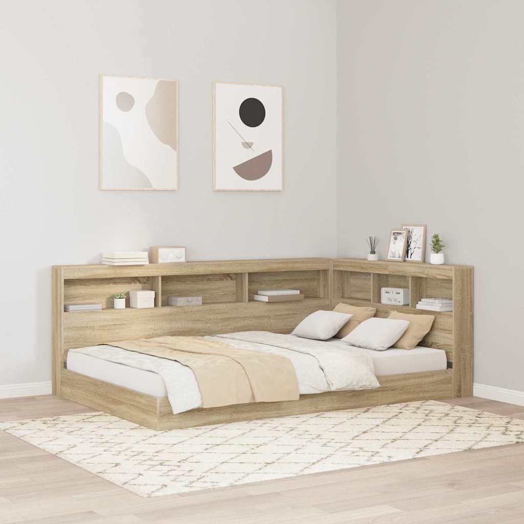 Κρεβάτι Βιβλιοθήκης Δρύς Sonoma 120 x 190 cm Επεξεργασμένο Ξύλο - Pakobazaar