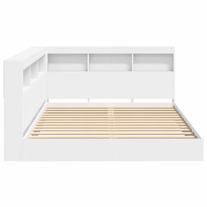 Κρεβάτι Βιβλιοθήκης Λευκό 135 x 190 cm Επεξεργασμένο ξύλο - Pakobazaar