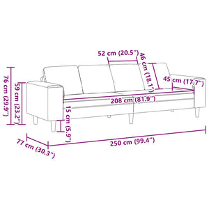 Καναπές σαλονιού Καφέ 250 x 77 x 76 εκ. - Pakobazaar