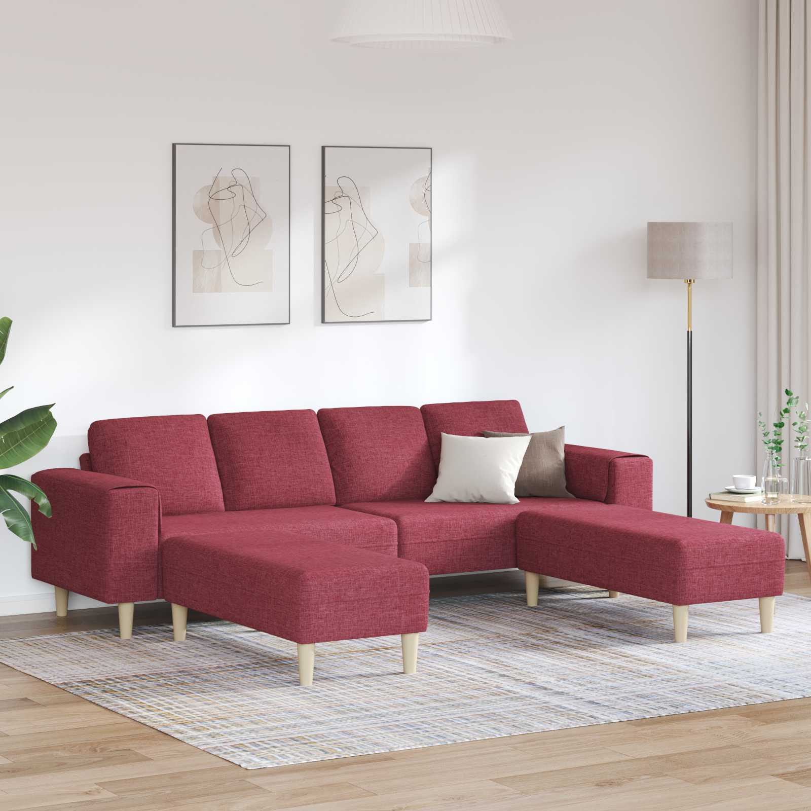 Καναπές σαλονιού 3 pcs Κόκκινο 250 x 188 x 76 εκ. Πολυεστέρας