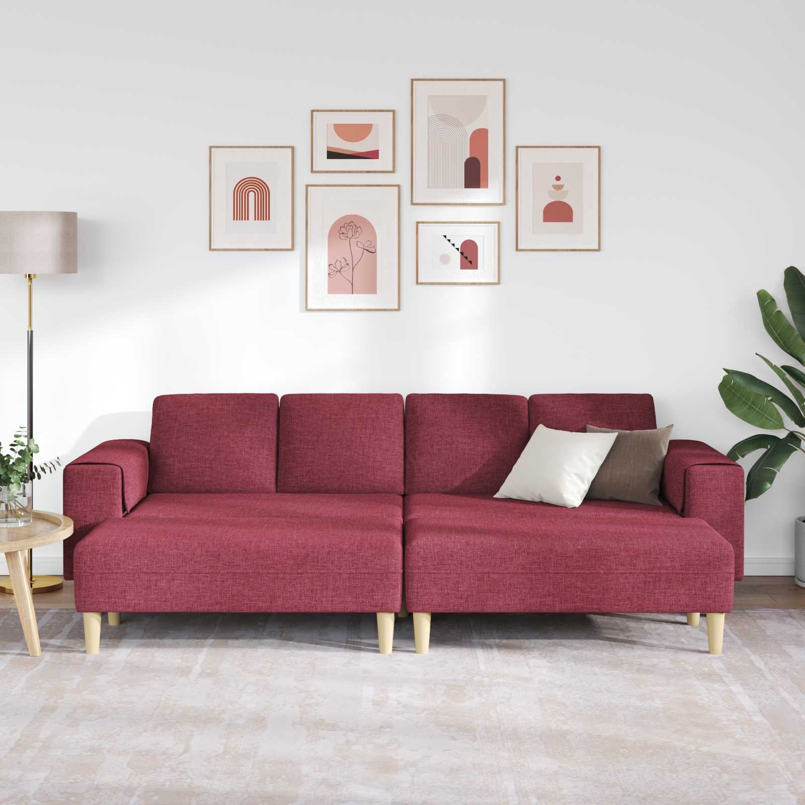 Καναπές σαλονιού 3 pcs Κόκκινο 250 x 188 x 76 εκ. Πολυεστέρας