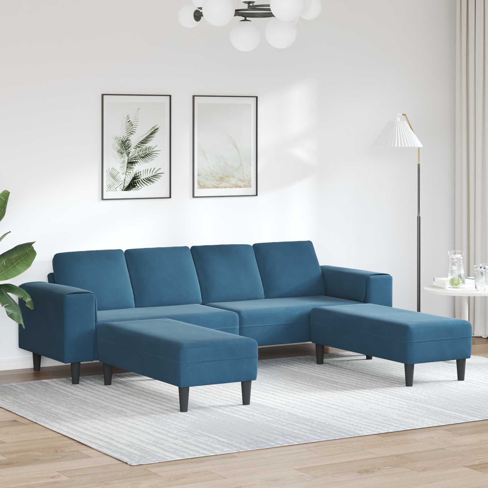 Καναπές σαλονιού 3 pcs Μπλε 250 x 188 x 76 εκ.
