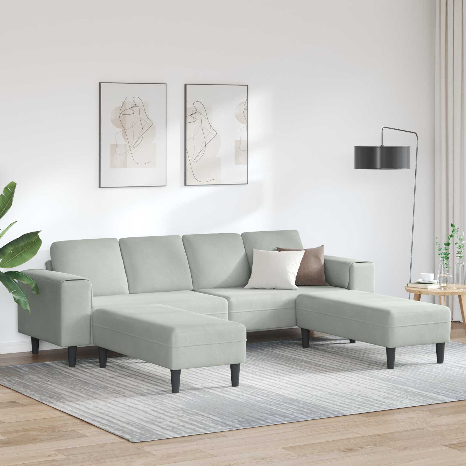 Καναπές σαλονιού 3 pcs Ανοιχτό γκρι 250 x 188 x 76 εκ.