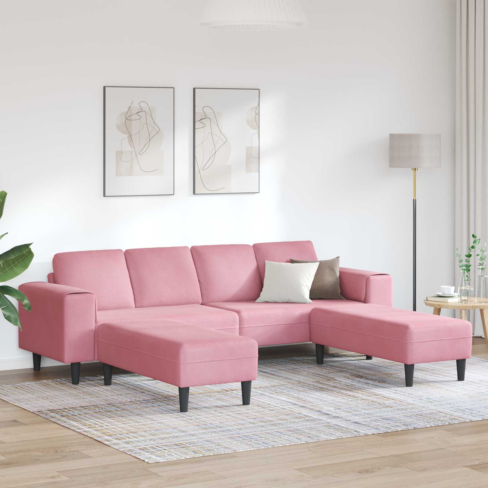 Καναπές σαλονιού 3 pcs Ροζ 250 x 188 x 76 εκ. - Pakobazaar
