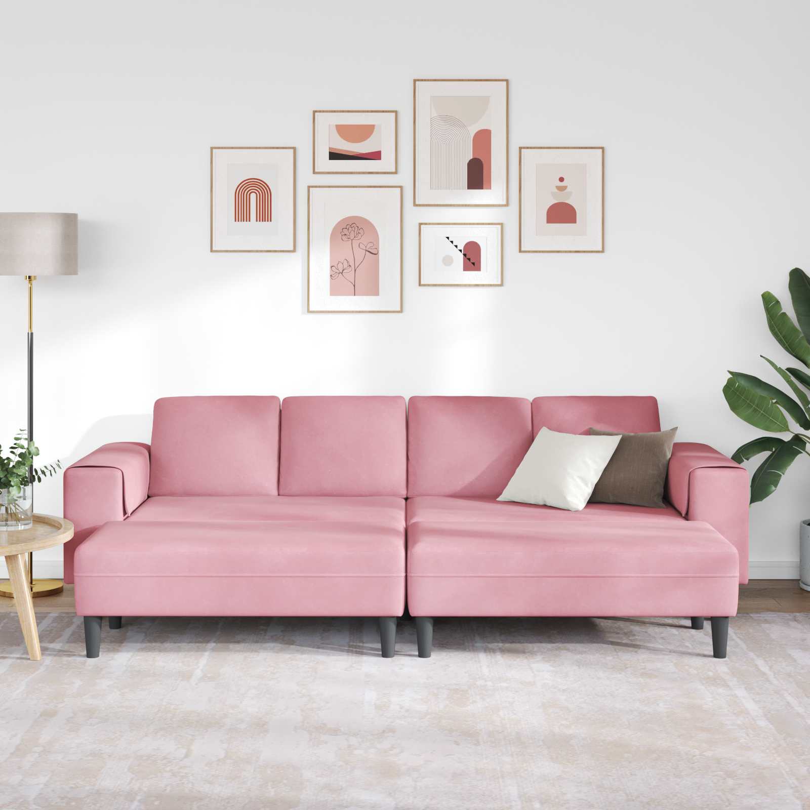 Καναπές σαλονιού 3 pcs Ροζ 250 x 188 x 76 εκ. - Pakobazaar