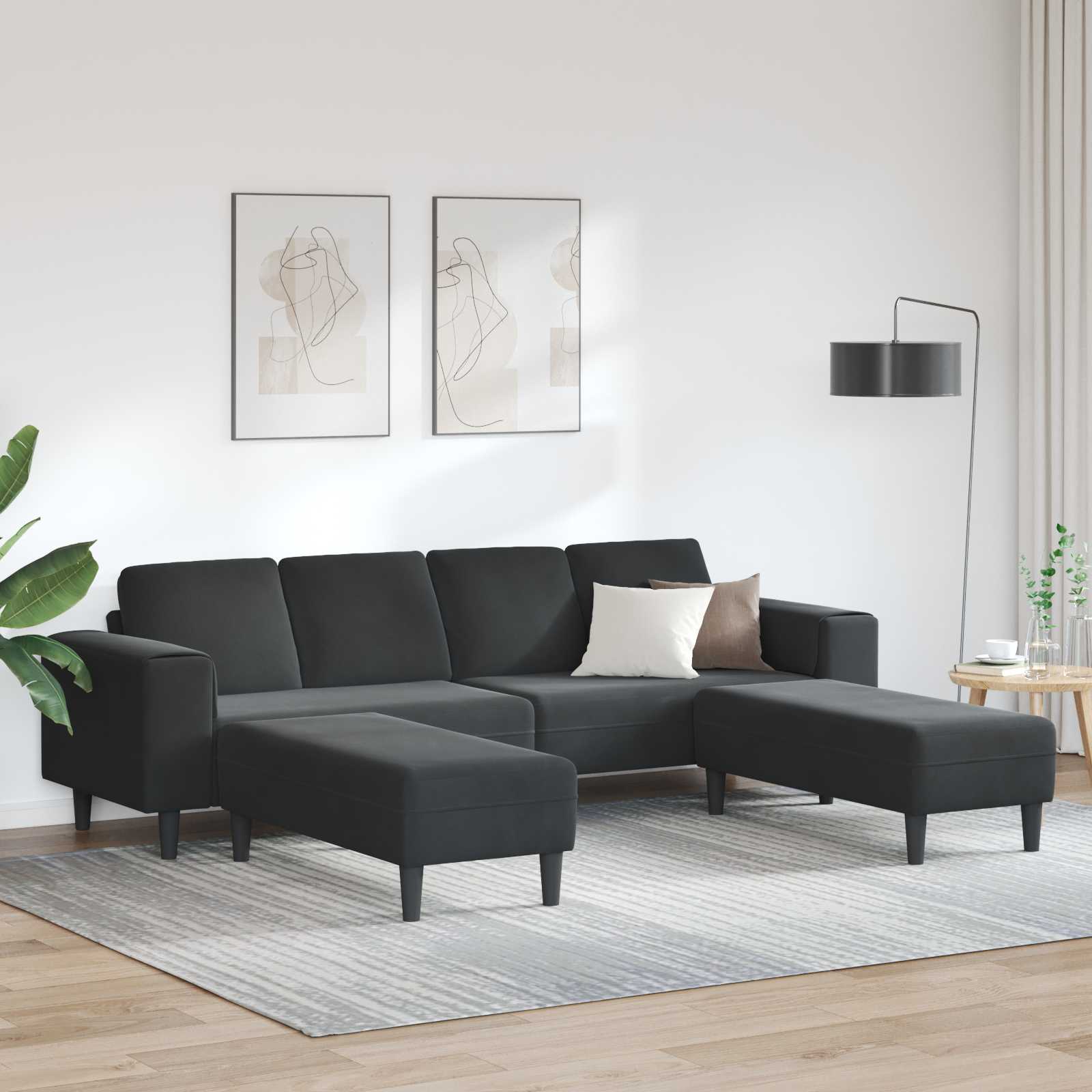 Καναπές σαλονιού 3 pcs Μαύρο 250 x 188 x 76 εκ.