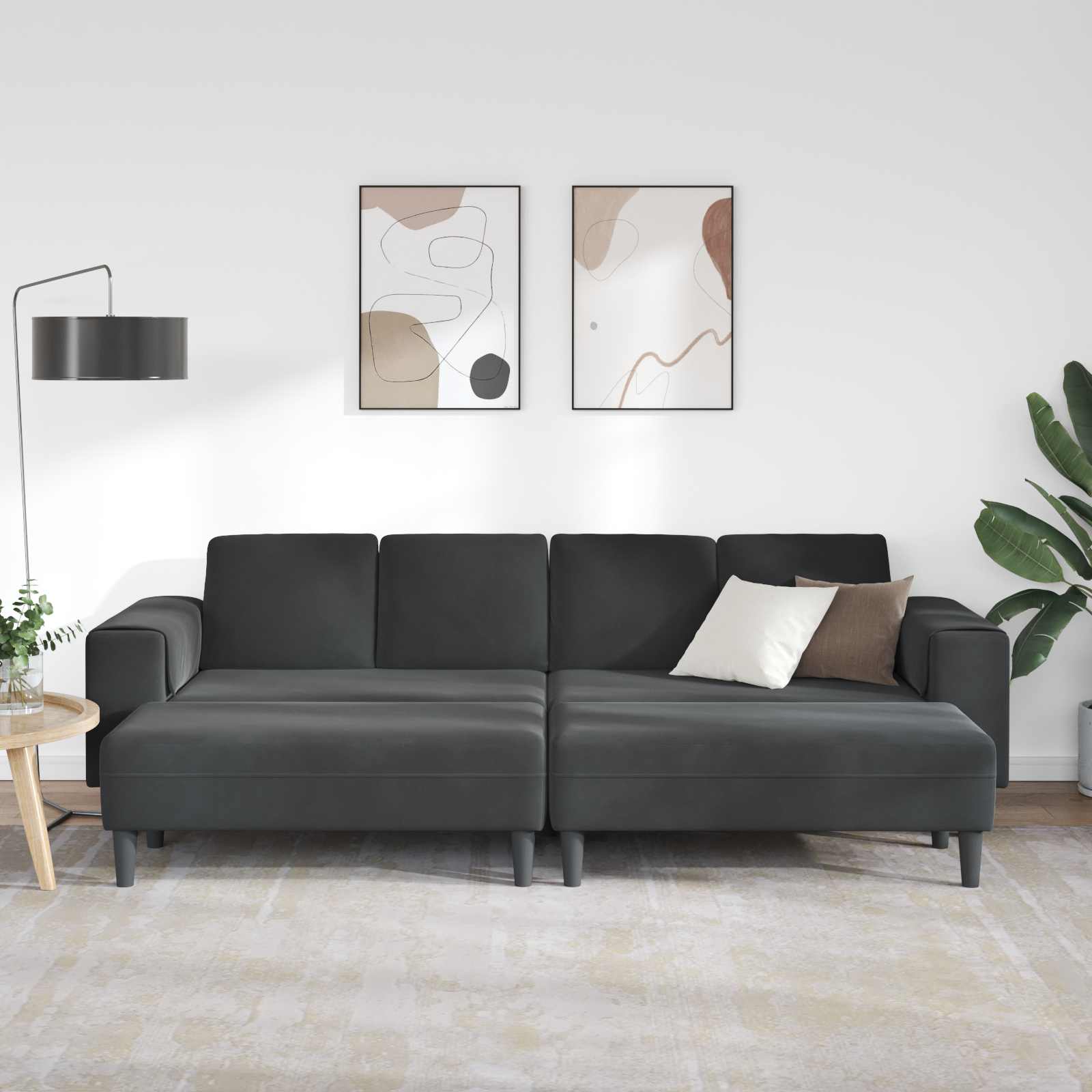 Καναπές σαλονιού 3 pcs Μαύρο 250 x 188 x 76 εκ.