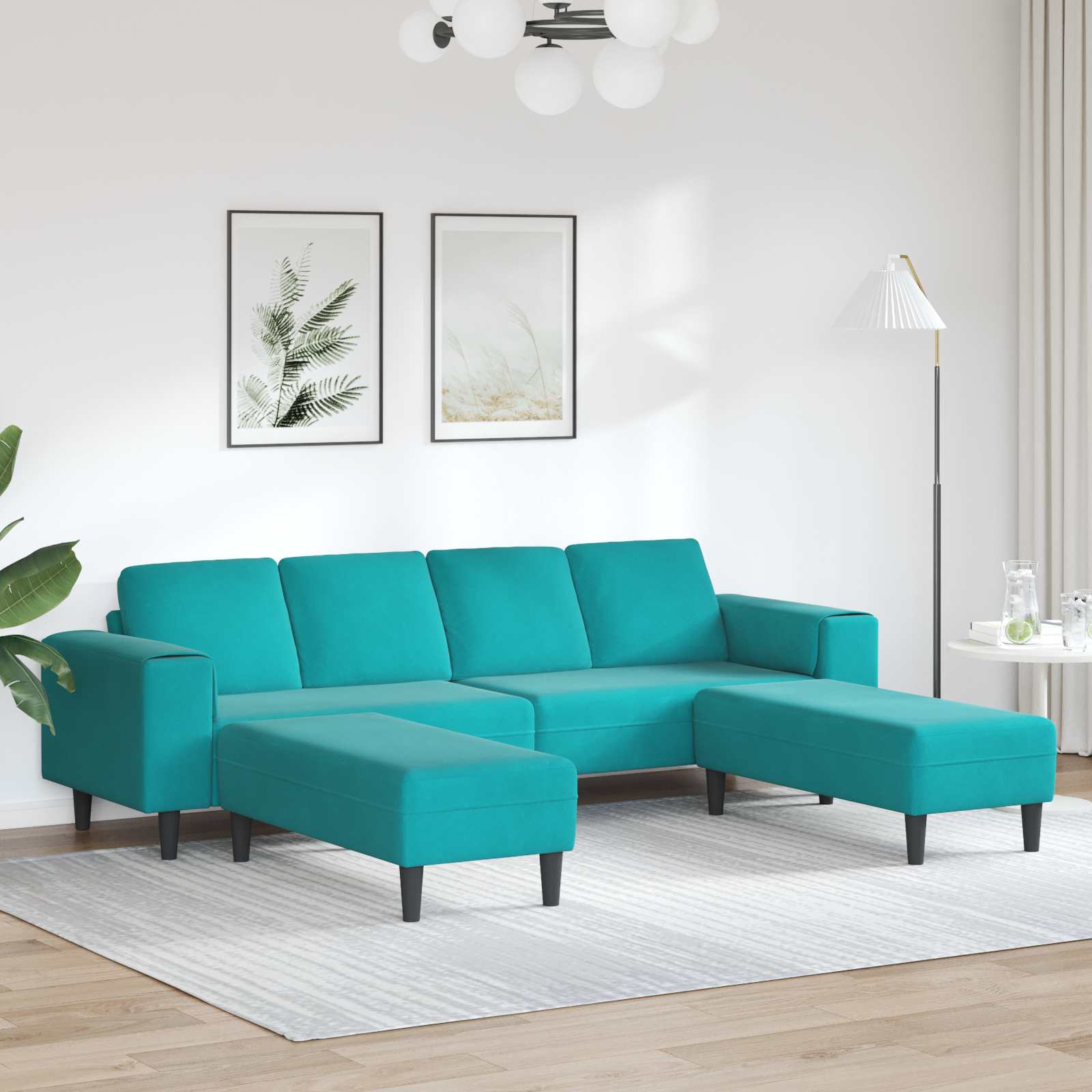Καναπές σαλονιού 3 pcs Τιρκουάζ 250 x 188 x 76 εκ. - Pakobazaar