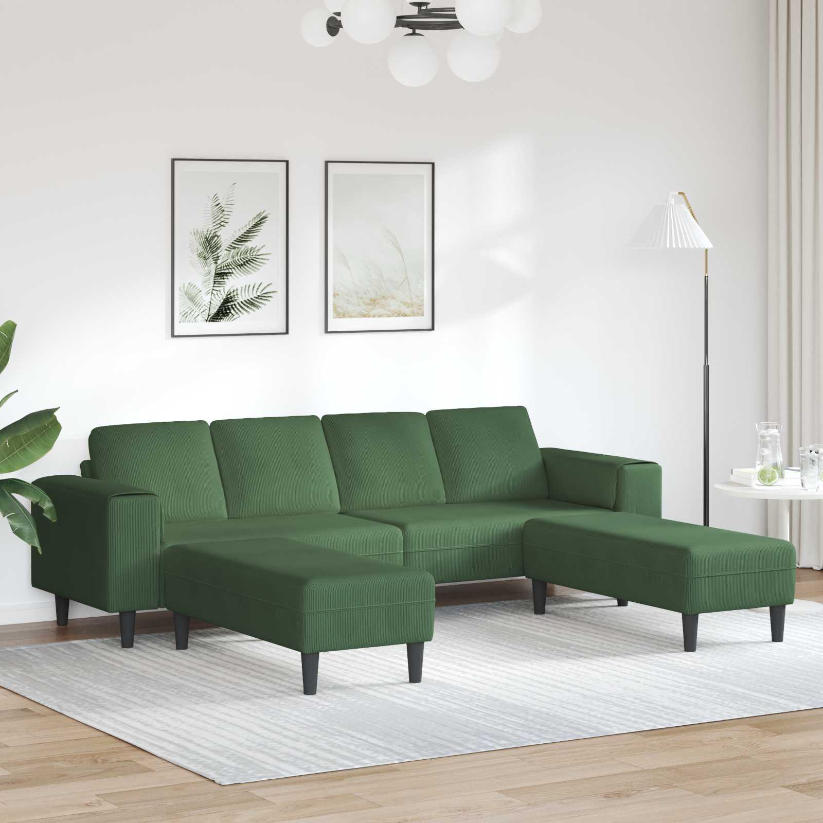 Καναπές Σκούρο Πράσινο 250 x 188 x 76 εκ. Υφασμάτινο Κορντουρά - Pakobazaar