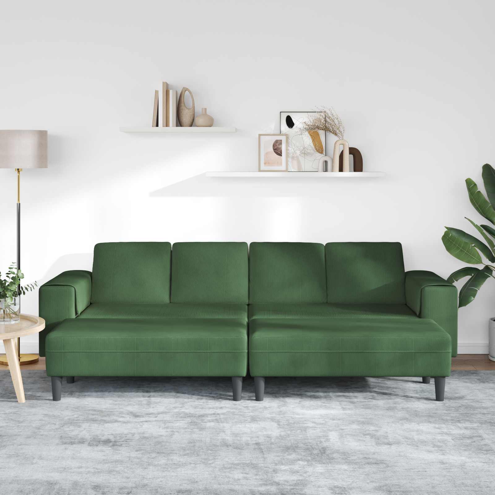 Καναπές Σκούρο Πράσινο 250 x 188 x 76 εκ. Υφασμάτινο Κορντουρά - Pakobazaar