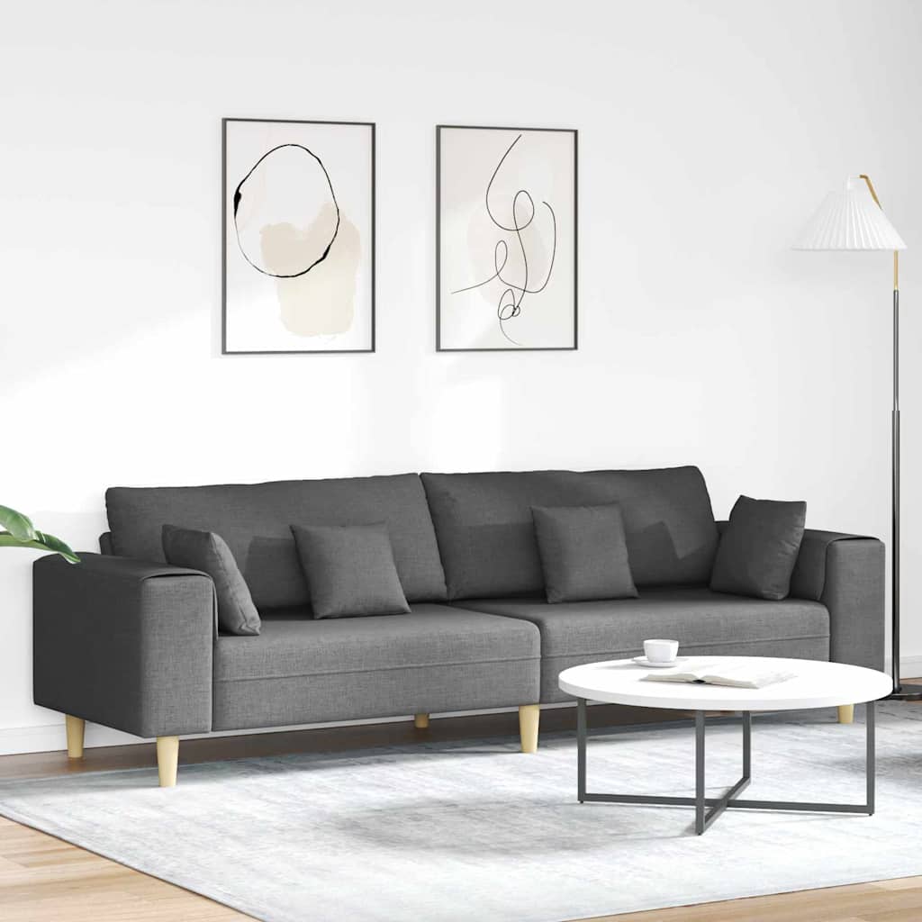 Καναπές με μαξιλάρι Σκούρο Γκρι 250 x 77 x 76 εκ. ύφασμα - Pakobazaar