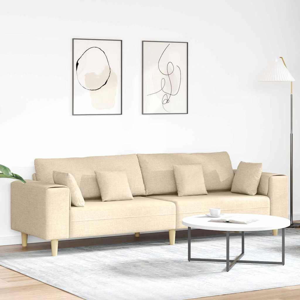 Καναπές με μαξιλάρι Κρεμ 250 x 77 x 76 εκ. ύφασμα